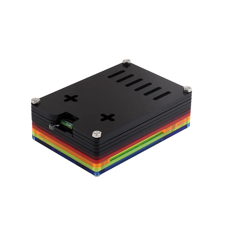 Raspberry Pi 5 Geração Rainbow Acrílico Enclosure, placa de cor translúcida, Suporte Radiador Oficial