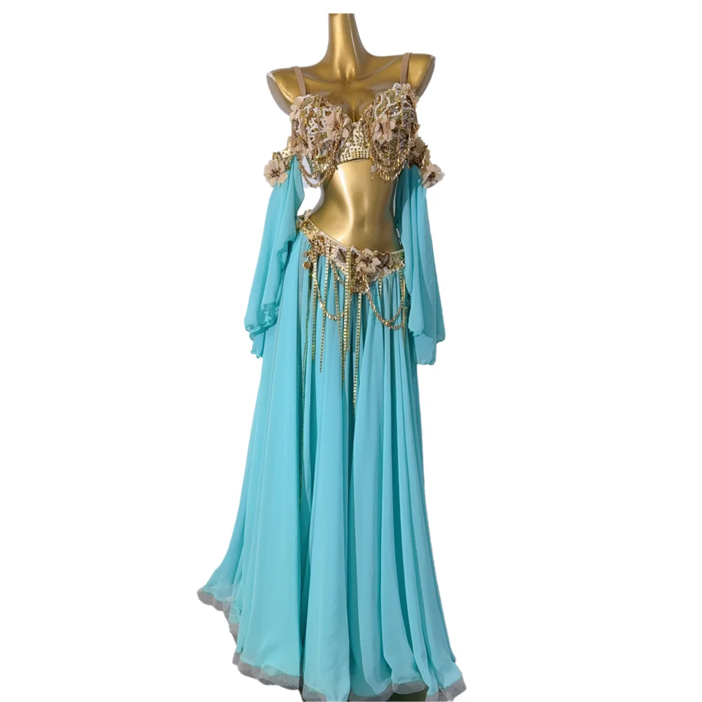 Latin Dancers, Adults, Children, High-End Custom Split Style Mesh Skirt, Precisely Samba AB Stone Performance Dress