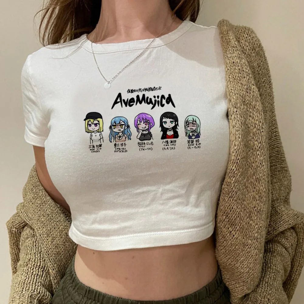 Bang Dream crop top girl anime funny goth japan top tees baddie vintage gothic anime meme