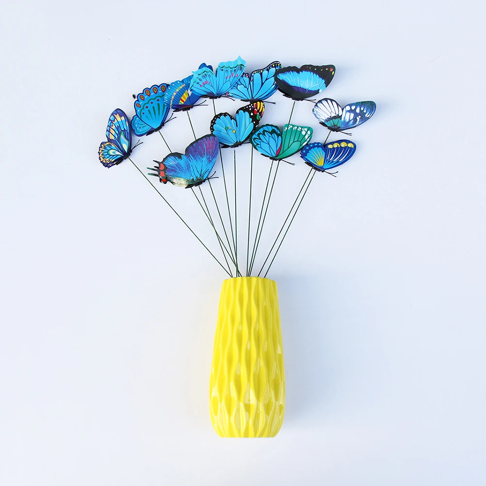 

24pcs Artificial Butterfly Stakes Waterproof Pvc Garden Decor Swaying In Breeze For Outdoor Indoor Plant Ornament Purple