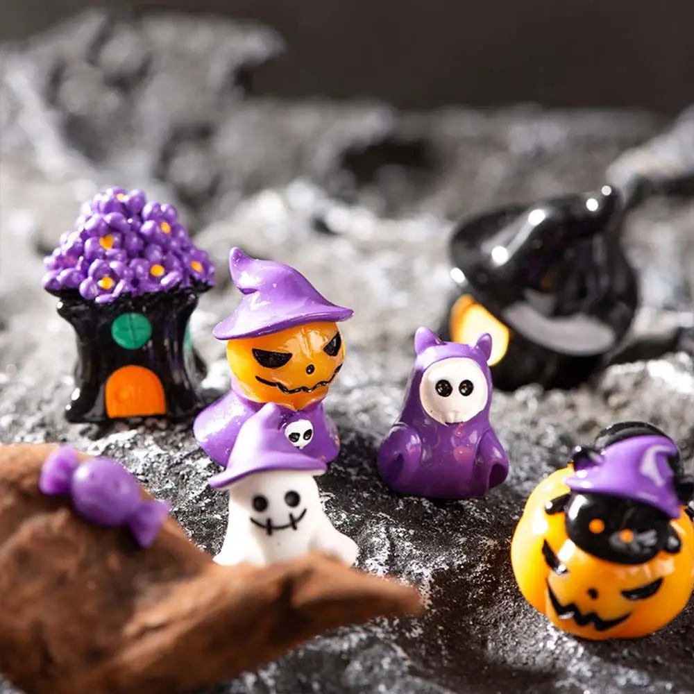 

Cartoon Halloween Pumpkin Skeleton Figurines 3D DIY Mummy Skull Statue Mini Cute Miniatures Ghost Ornaments Garden Outdoor Decor