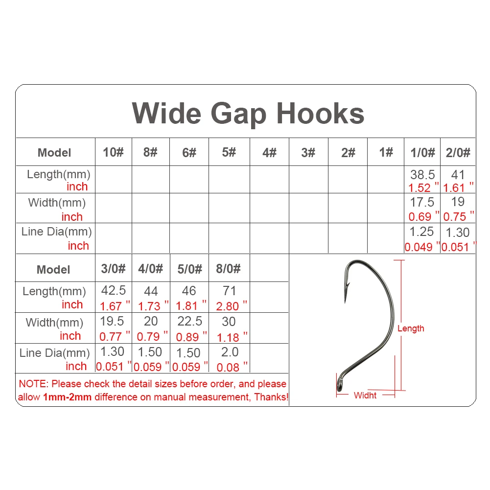 50-1000 PCS Wide Gap Hook Sea Fishing Hooks 1/0#-8/0# Barbed Carbon Steel Fishhook Walleye Bait Hook