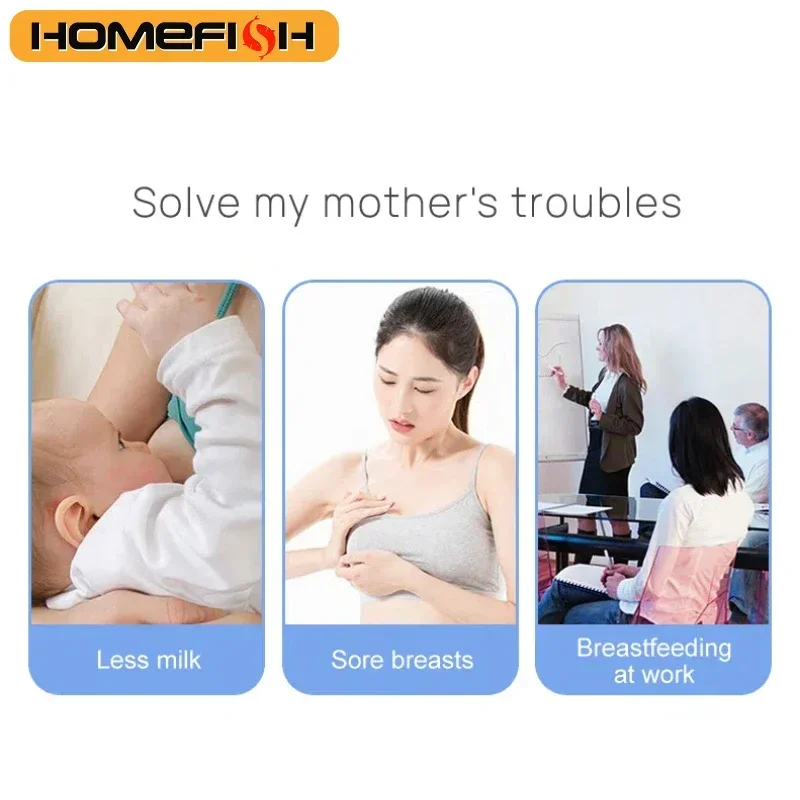HOMEFISH MY-375 Wearable Electric Breast Pump Hands-Free Portable Bionic Smart Breast Pain-Free Breastfeeding 1200mAh Type-C