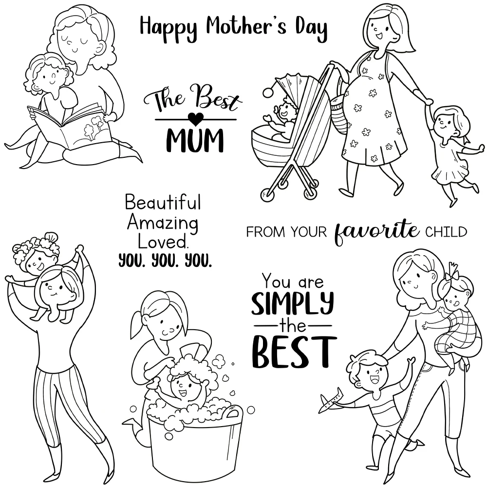 Mangocraft Love Mom Kids Clear Stamp DIY Scrapbooking Supplies Silicone Stamp For Cards Albums Decor