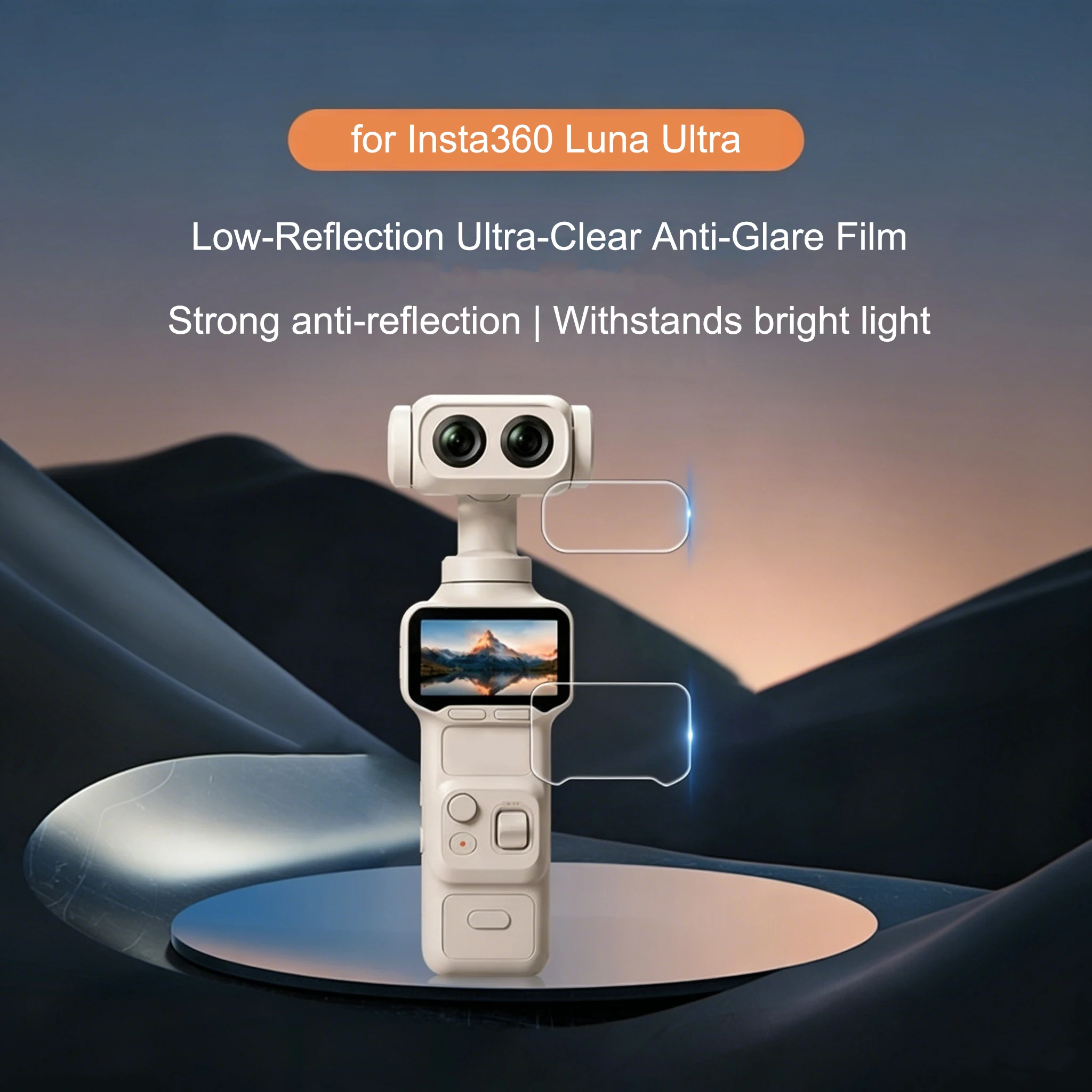 Anti Glare Screen Protector for Insta360 Luna Ultra Low Reflection High Clarity Tempered Glass Responsive Touch