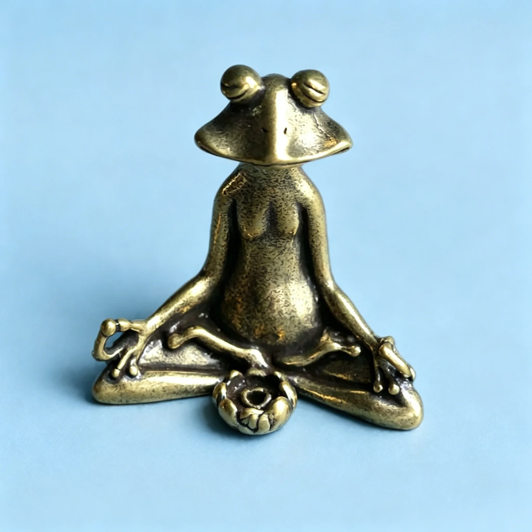 Retro Copperware Incense Socket Zen Frog Ornaments Solid Pure Copper Frog Tea Pet Incense Holder Ornaments