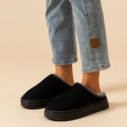 Fashion Men's Slippers Winter Indoor Bedroom Warm Soft Sole Comfort Home Cotton Shoes Women Fuzzy Fur Outdoor Snow Boots Couple