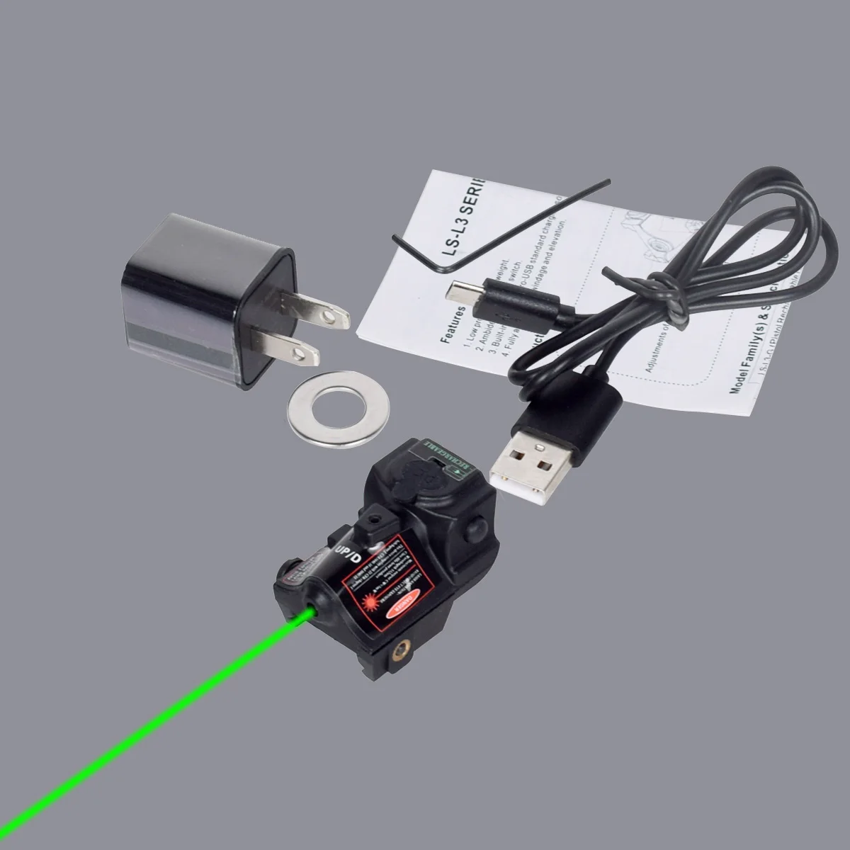 Tactical LS-L3 Rechargeable Red Green Blue Dot Aiming Laser Pointer Sight Fit Taurus G2C G3C Glock 17 20mm Picatinny Rail