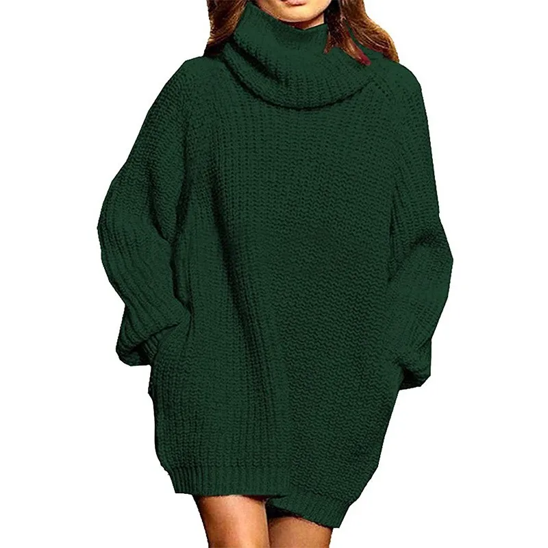 Loose Fit Long Sleeve Dress with Heat Set Regular Sleeve Single Winter Medium Weight Elegant Commuter Chic Women Sweater
