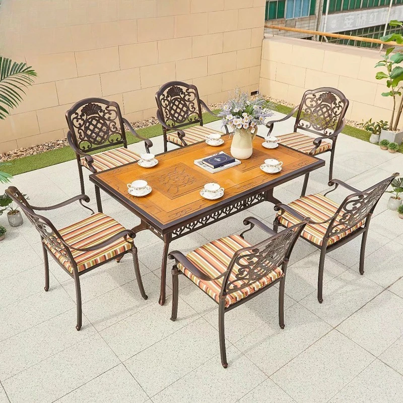 

Suiting outdoor cast aluminum tables and chairs outdoor garden courtyard terrace electric grilling charcoal grilling integrated