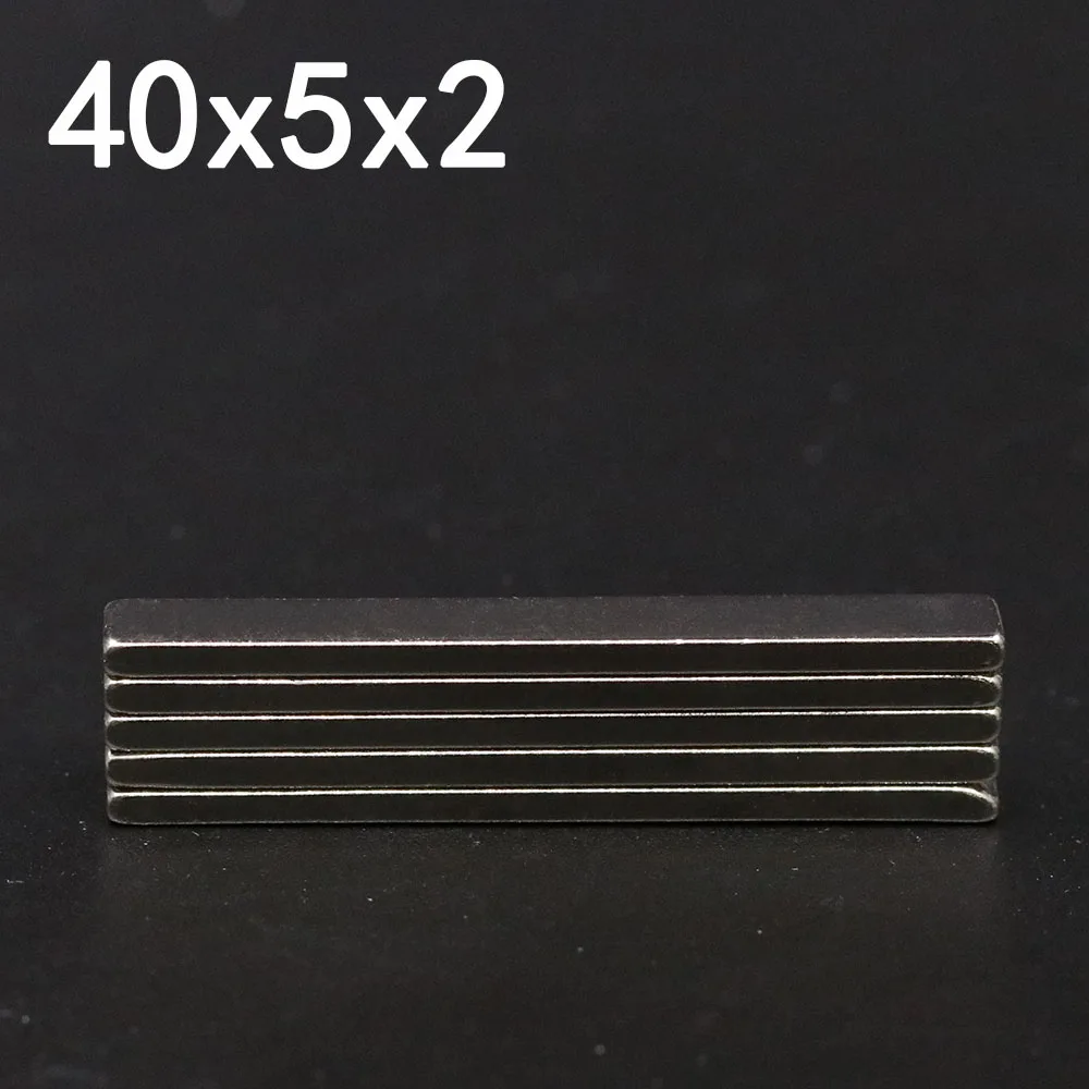 10/30/60Pcs 40x5x2 Neodymium Magnet 40mm x 5mm x 2mm N35 NdFeB Block Super Powerful Strong Permanent Magnetic imanes