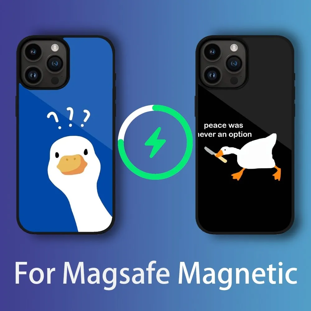 Cute Cartoon G-Goose Games Phone Case For iPhone 11 12 13 14 15 Max Plus Pro Magnetic Charging Case