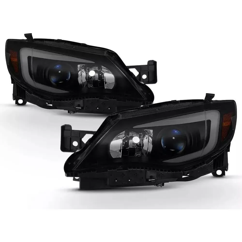 

LED Tube Projector Headlights Headlamps Lamps Black/Smoke Compatible with 2008-2014 Subaru Impreza WRX