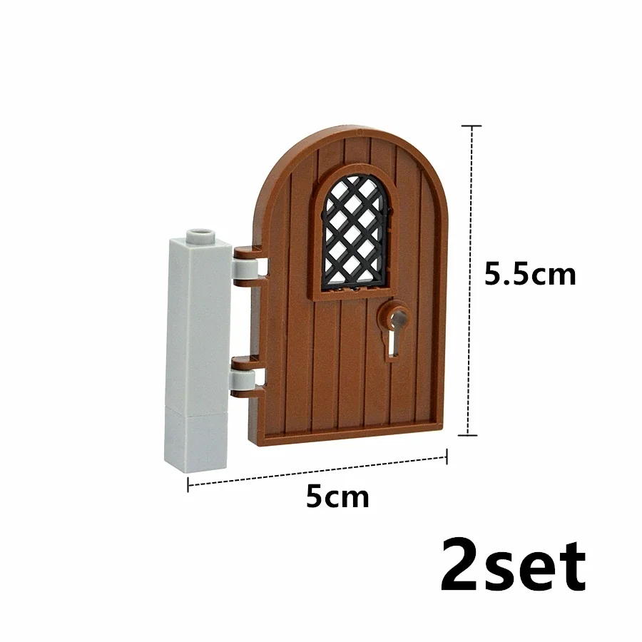 2Set Building Blocks Windows Doors 1x5x10 Curved Top Bricks Fence Gate Assembles Particles Parts Educational Kid Toys 2400 87601