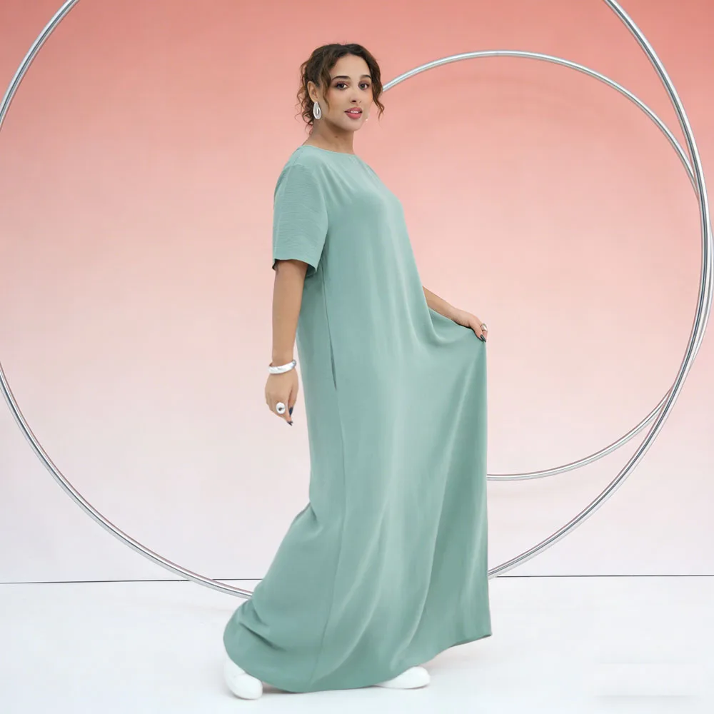 Arabische Frauen Muslim Abaya Innenkleid Kurzarm Lang Unter Abaya Kaftan Jalabiya für Ramadan Eid Dubai Türkei Islamische Kleidung