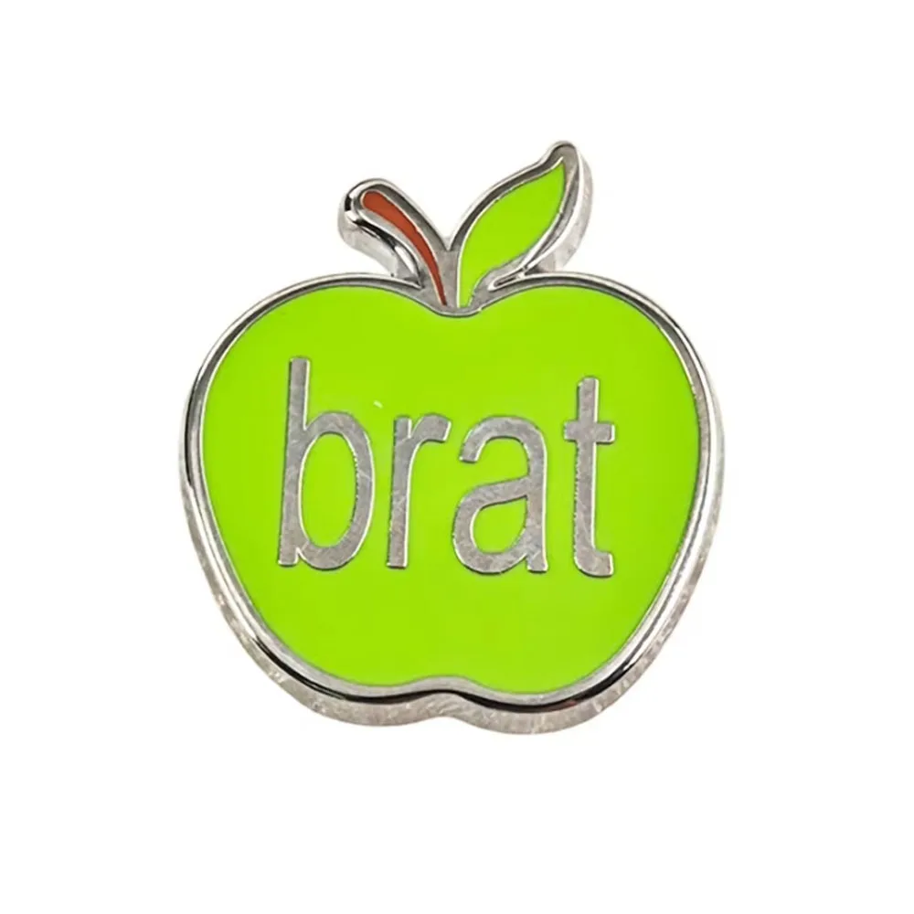 Charli XCX Brat Enamel Pins Cute Green Apple Brooches Indie Pop Music Album Logo Badge Clothes Backpack Lapel Pin Fans Gift