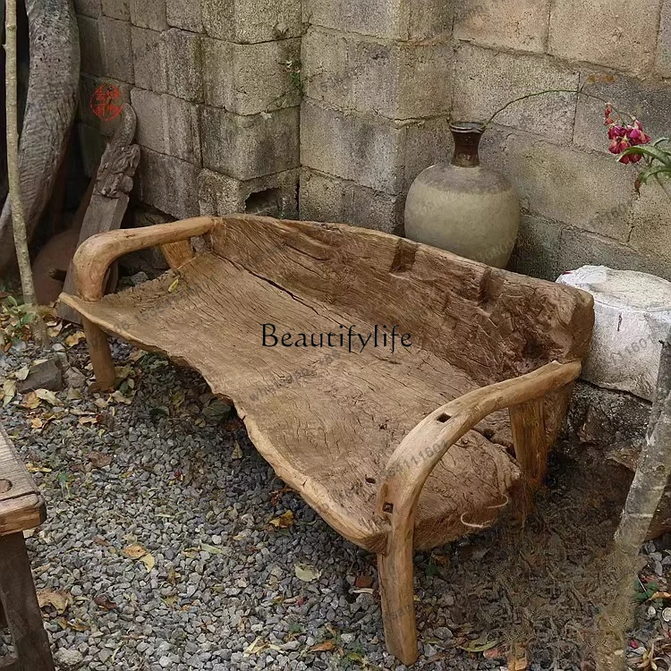 

56Quiet wind bench outdoor garden log patio bench balcony lounge chair back chair