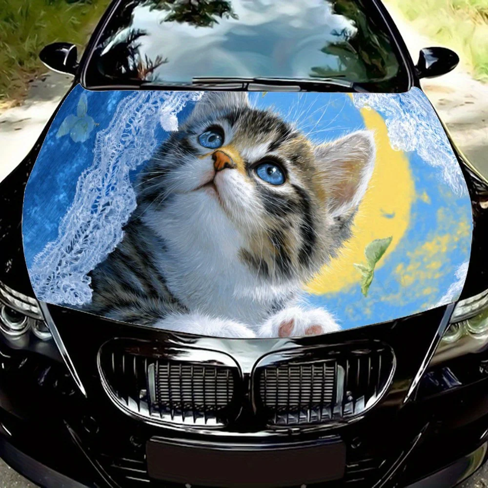 

Moon Night Kitten car hood stickers, waterproof self-adhesive, scratch resistant, easy to stick, durable car PVC stickers, car d