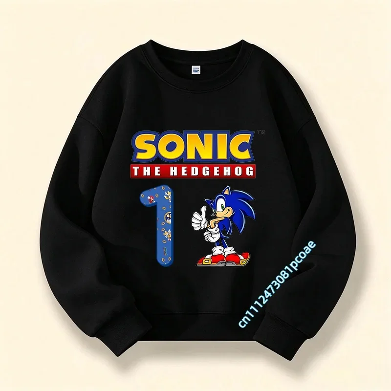 Flashy Kid - 2 - 10-year-old boys' sportswear children's round-neck pullover shirt girls' casual top cartoon print hooded shirt