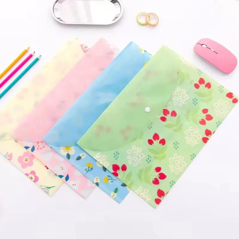 

1pc A4 File Folder with Snap Closure, Floral Pattern Document Bag, School Office Supplies for Paper Organization Storage