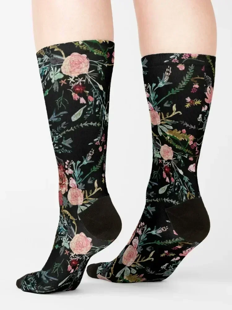 Midnight Floral Socks funny gift custom Thermal man winter new in's Men Socks Luxury Brand Women's