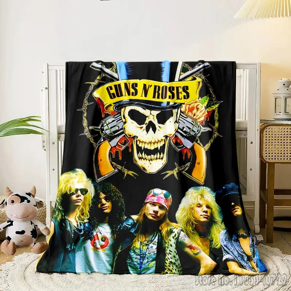 Guns N Roses Hard Rock Band 3D Printed Cute Kids Blanket Throw for Bed Sofa Decor Fleece Nap Blankets Boys Girls Children Gift