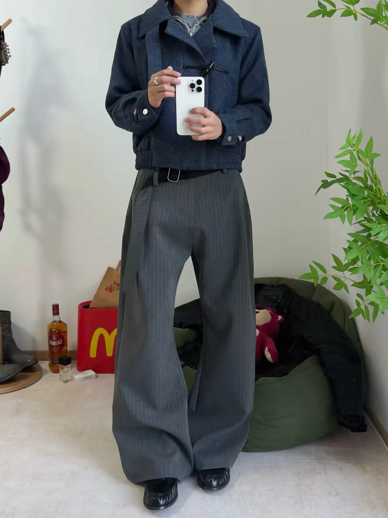 

Винтажные двусторонние брюки с цветными полосками, свободные широкие брюки унисекс, повседневные прямые брюки А-силуэта, удобные, универсальные