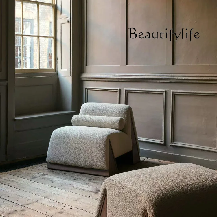 

BY Nordic light luxury solid wood sofa chair designer creative niche hotel B & B living room leisure single