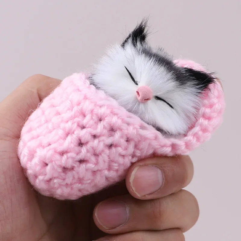 Simulation Mini Cat Cute Plush Cats with Sound Children Birthday Gifts Creative Imitation Cat Ornaments Home Decoration Supplies