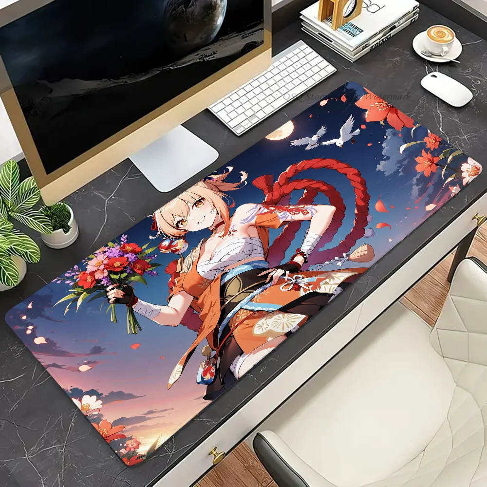Yoimiya Mousepad Mouse Mat Desk Mat With Pad Gaming Accessories Prime Gaming XXL Keyboard Pad Padding Mat