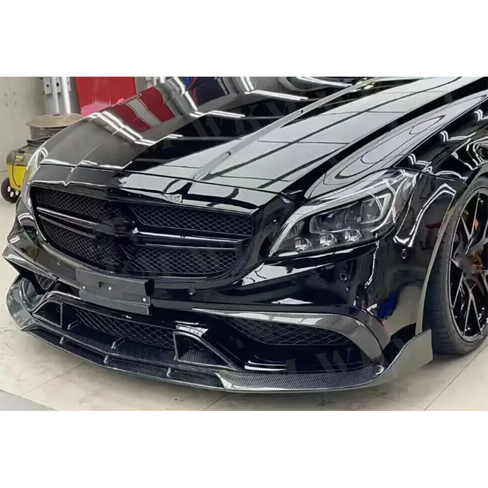 

Real Carbon Fiber Car Front Bumper Canard Splitter Diffuser Protector Cover Guard For Benz CLS Class W218 CLS63 AMG 2015-2017