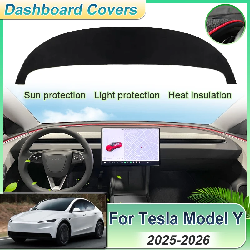 

Car Dashboard Cover Rug For Tesla Model Y Juniper 2025 2026 Dashmat Sun Shade Carpet Anti-UV Protective Sticker Auto Accessories