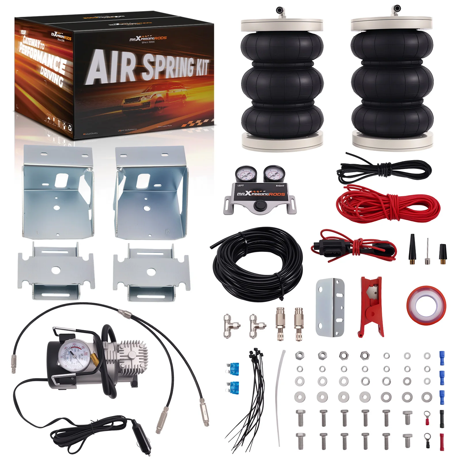 Air Spring Suspension Kit with Dual Gauge Compressor for IVECO Daily 35S 2014-2026 RWD 5280KG