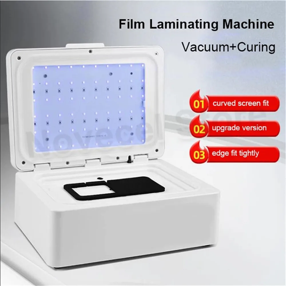 NOVECEL UV Curing Vacuum Laminating Machine for Flat/ Curved Screen Cell Phone UV Film Laminator Screen Protector Bubbles Remove