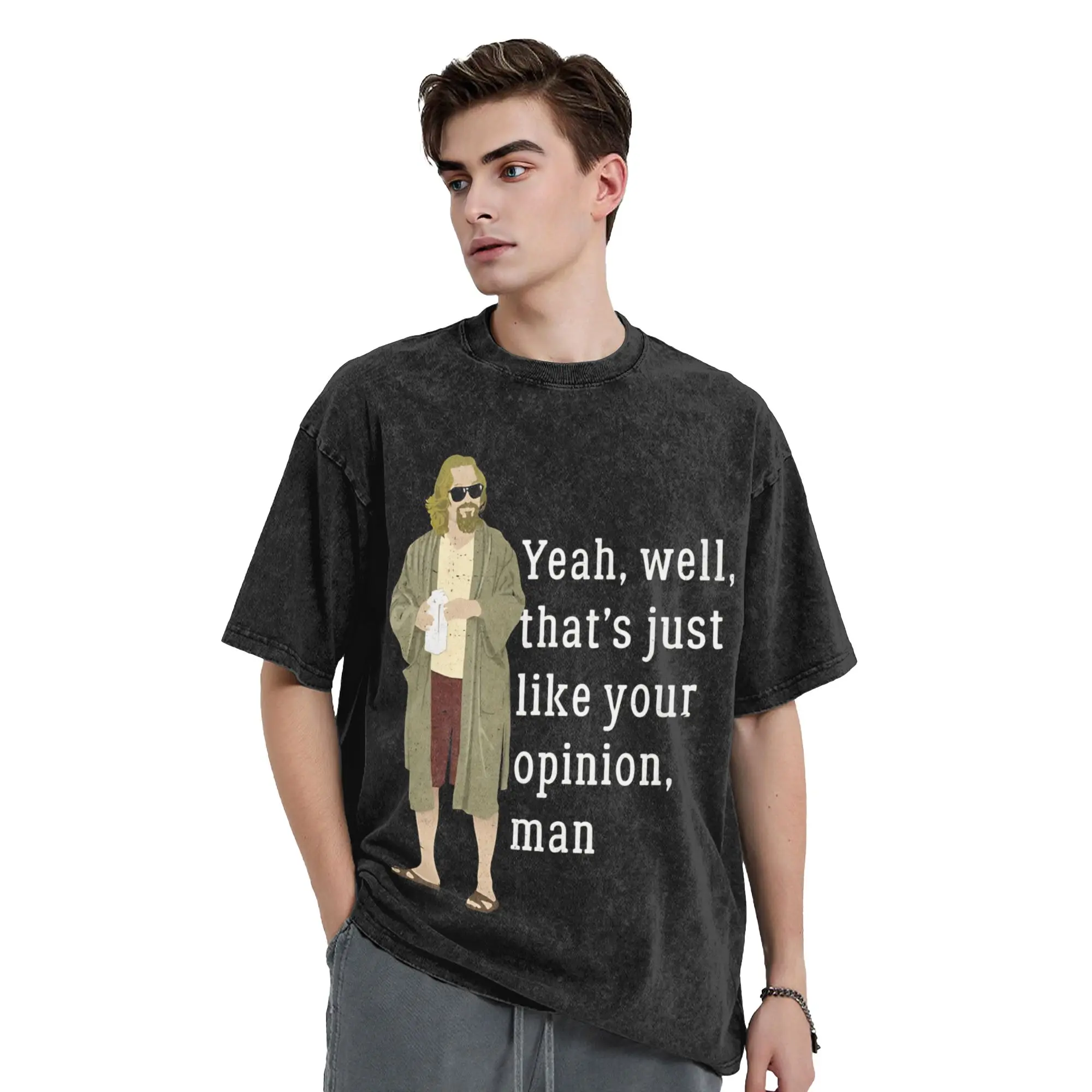 Yeah Well Dude Washed T Shirts Streetwear Hip Hop Vintage T-Shirts Lebowski Comedy Tees for Men Women Oversize Graphic Printed