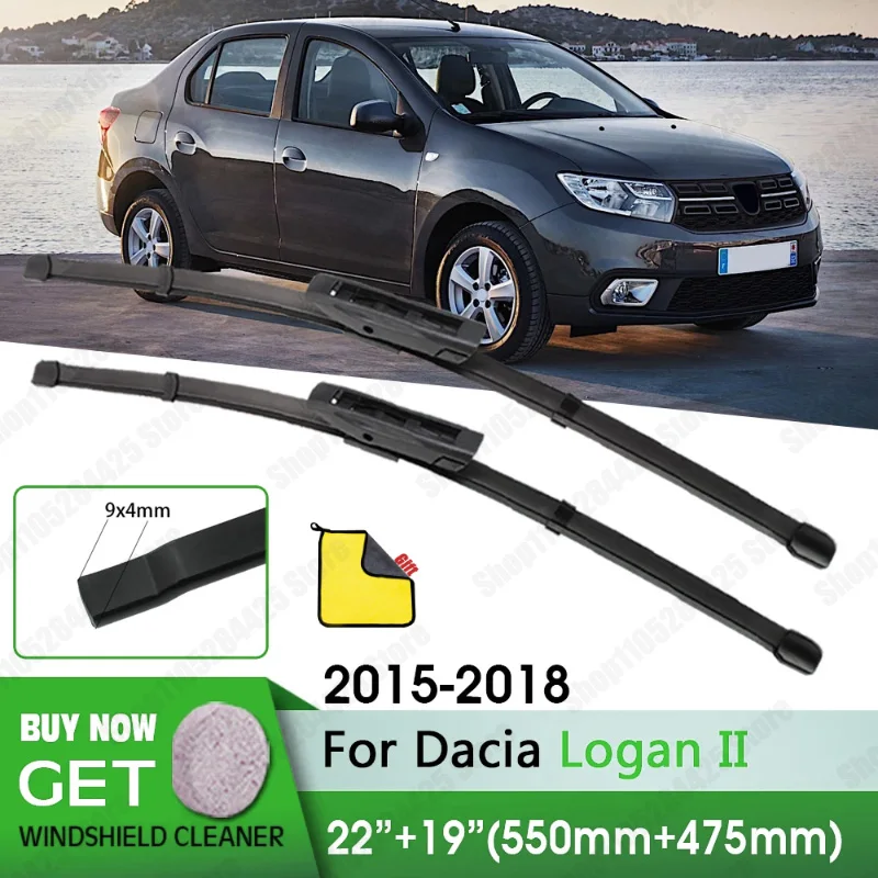 

For Dacia Logan II 2015-2018 Fit Bayonet Arm Windshield Windscreen Front Window Car Wiper RHD LHD Front Wiper Blades 22"+19"