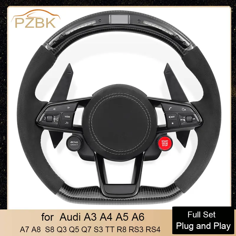 

LED Style Carbon Car Steering Wheel 2 Button Full Set for Audi S8 R8 A4 A5 A6 A7 Q3 Q5 Q7 Q8 S3 S4 S5 S6 S7 RS3 RS4 RS5 RS6 RS7