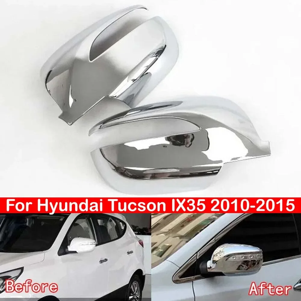 

For Hyundai Tucson IX35 2010-2015 Car Rearview Side Mirror Cover Wing Cap Sticker Exterior Door Rear View Case Trim Chrome Auto