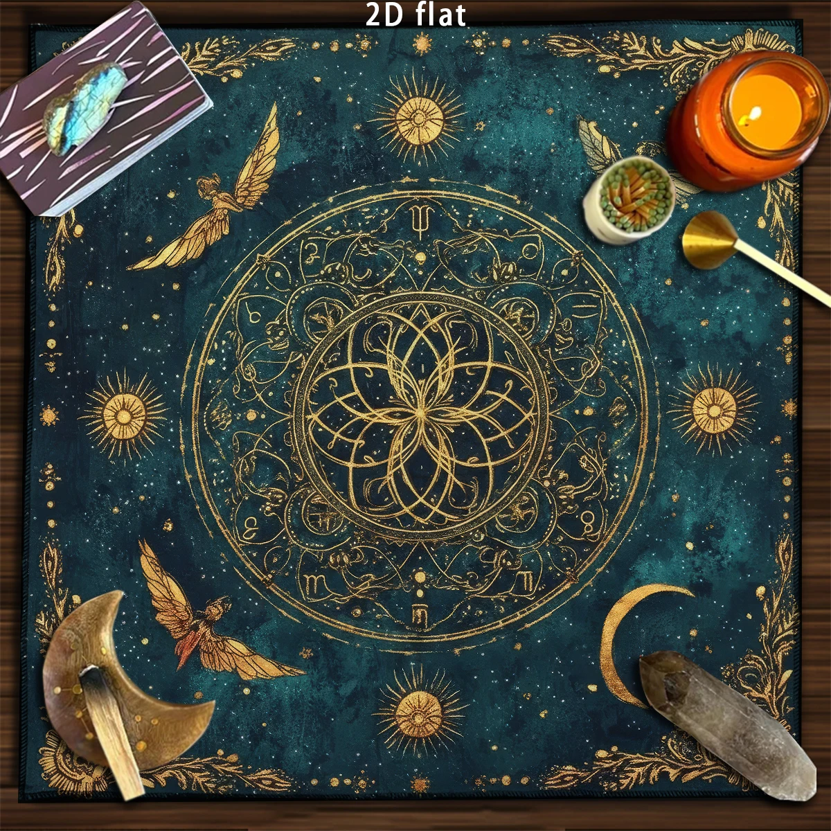 Mantel de Tarot, tela de Altar de adivinación de sol y luna, flor de la vida, cielo nocturno, tela de Tarot, universo astrología, estera de Tarot de estrella dorada