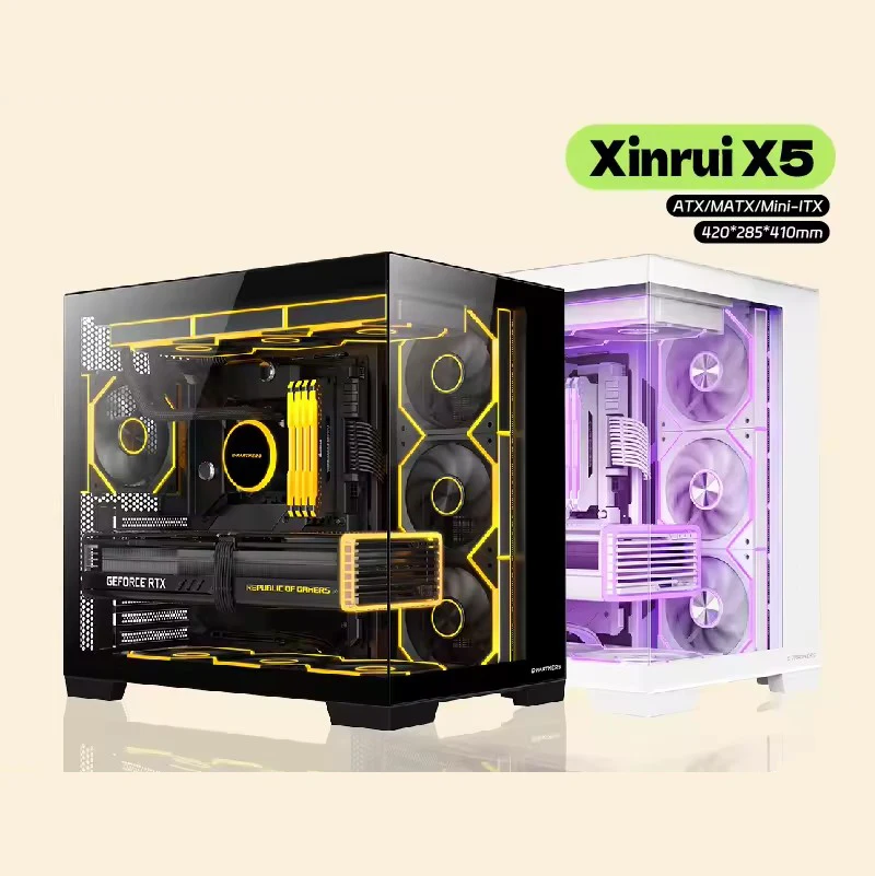 G-PARTNERS Xinrui X5 ATX/MATX/Mini ITX 360 Water Cooler PC Gaming Case Sea View Room Desktop Computer Chassis gabinetes gamer