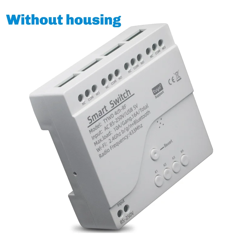 

ABKQ-Wifi Wireless Switch Smart Module 4 CH DC7V-32V Inching Self-Lock RF433 10A Relay Smart Life Tuya APP Control