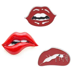 Red Lips Shape Enamel Brooches Women Mouth Alloy Badge Ladies Bag Decor Pins Clothes Corsage Jewelry Gift