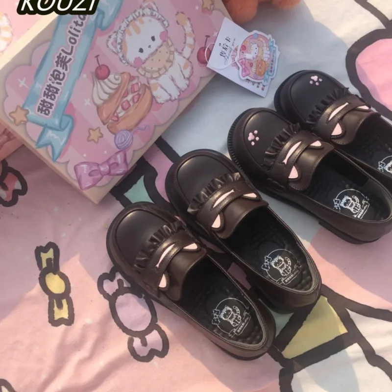 Lolita JK Princess Cosplay Shoes Women Black PU Platform Mary Jane Round Toe Shoes Cat Ear Paw Kawaii Daily Holiday Gift New 4