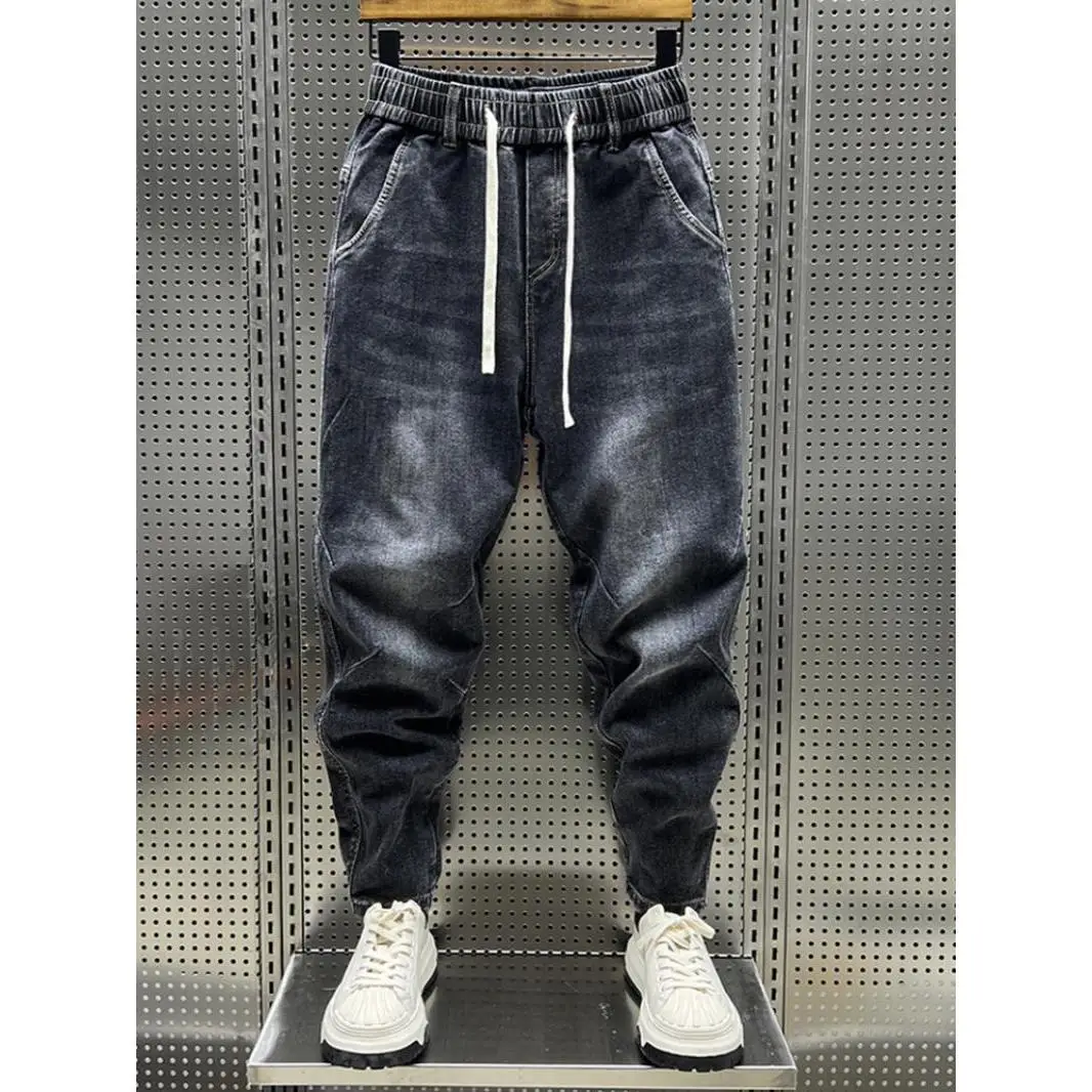 Summer Men's Jeans Loose Fit Harlan Long Pants Youth Fashion Casual Wear Resistant Wearable Elastic Slimming Effect
