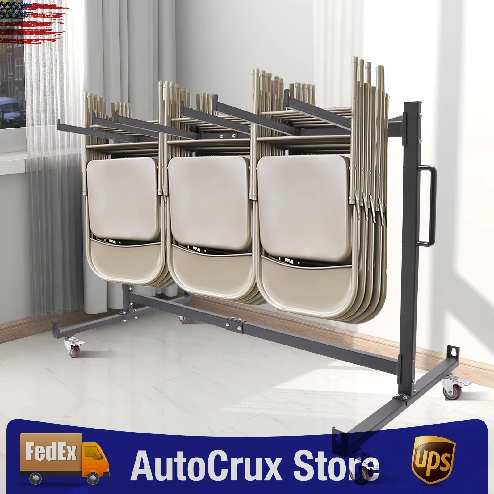 

Складная стойка для стула, прочная тележка для стула для 42 стульев или 12 столов, многофункциональная тележка для хранения стульев, большой держатель для стула