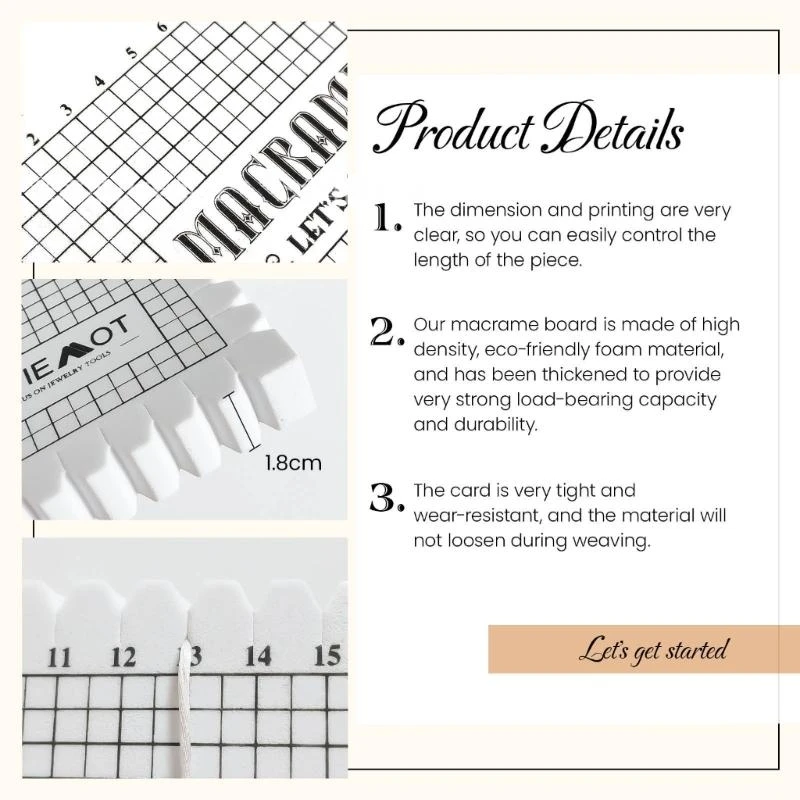 Foam Macrames Board with Needle Set for Bracelet Craft Cord String DIY Knotting view 4
