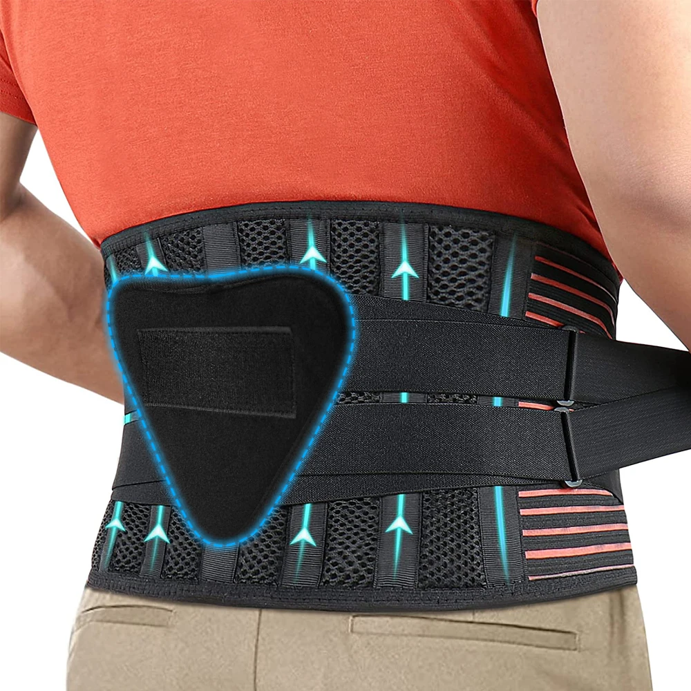1pcs  Lower Back Brace with 6 Stays Anti-skid Orthopedic Lumbar Support Breathable Waist Support Belt for Gym Pain Relief