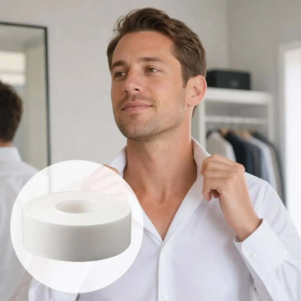 5/8M Hat Shirt Collar Anti-dirty Grime Protector Fixing Sticker Self-adhesive Disposable Tape Rolled Sweat-absorbent Tape