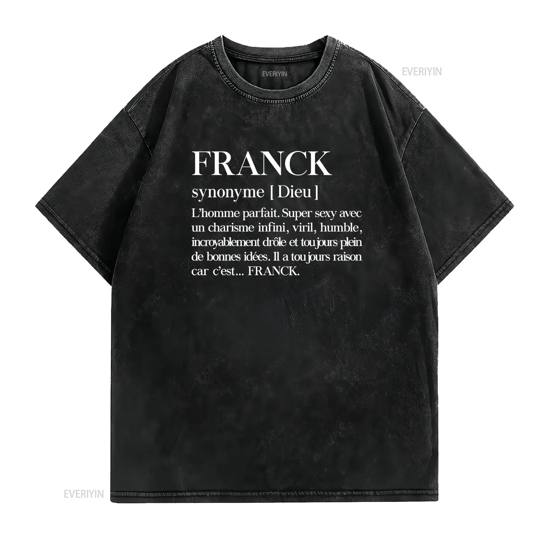 T shirt personnalisé pour homme à col rond avec un design humoristique de prénom vintage Washed streetwear Unisex Stylish