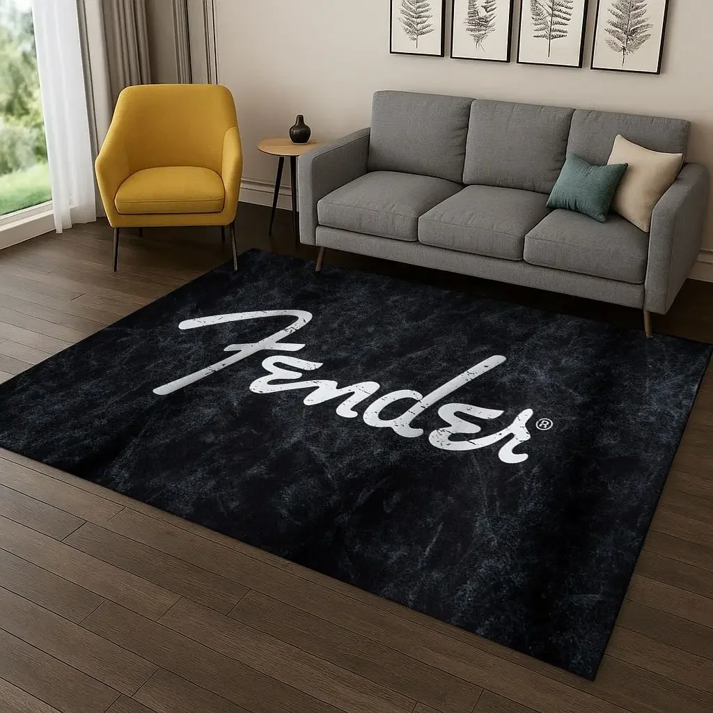 3D Fender Guitar Bass Instrument Music Logo Carpet Rug for Bedroom Living Room Sofa Doormat Home Decor,Area Rug Non-slip Gift